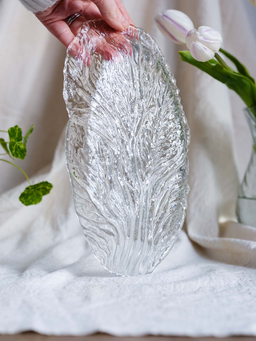 Czechoslovakian Glass Footed Bowl & Plate