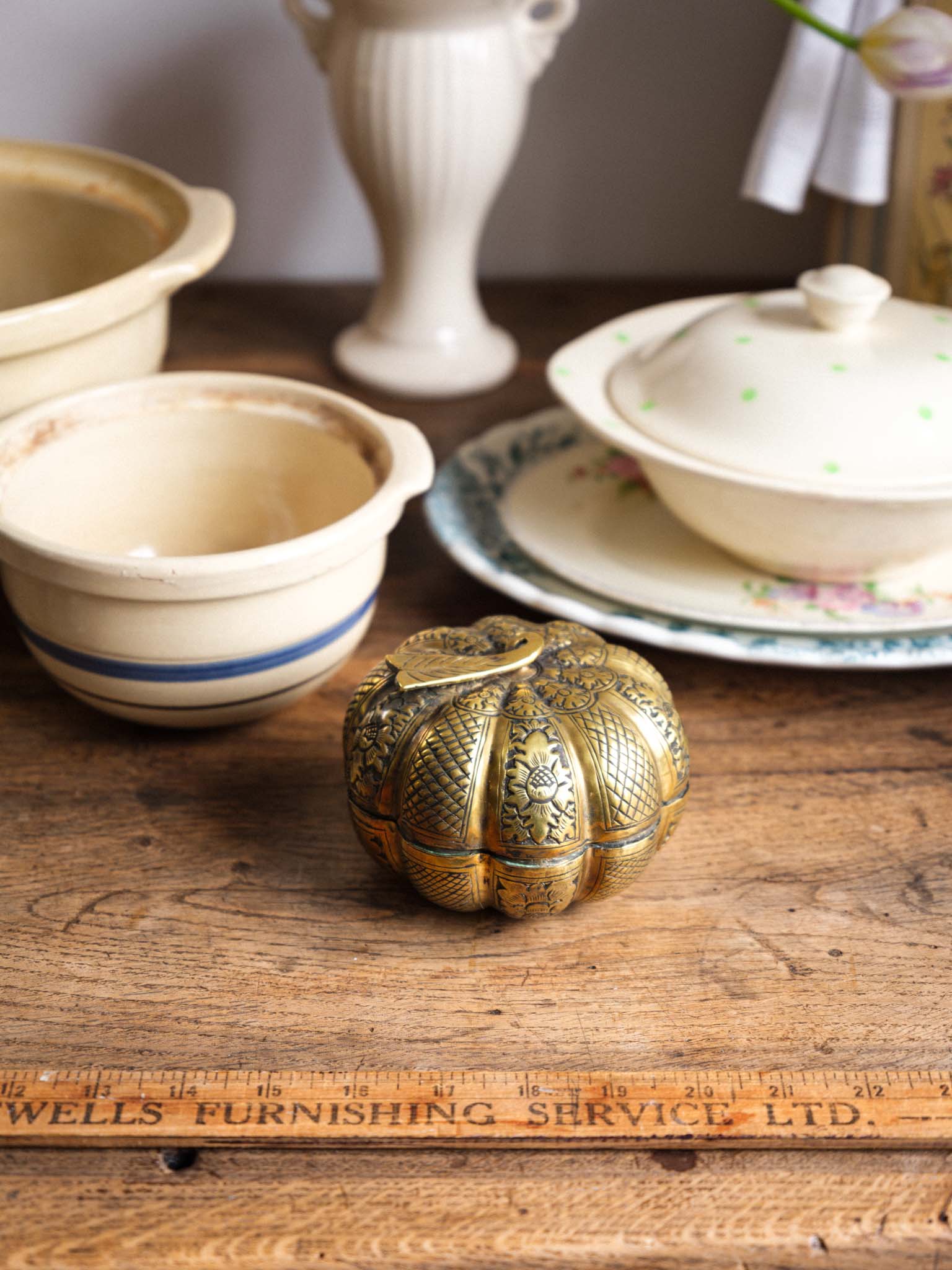 Vintage Burmese Hand-Crafted Gourd Pumpkin Box