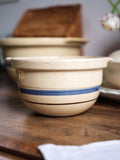 Vintage Blue Stripe Stoneware Bowls - Small and Large