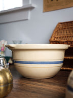 Vintage Blue Stripe Stoneware Bowls - Small and Large