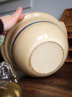Vintage Blue Stripe Stoneware Bowls - Small and Large