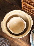 Vintage Blue Stripe Stoneware Bowls - Small and Large