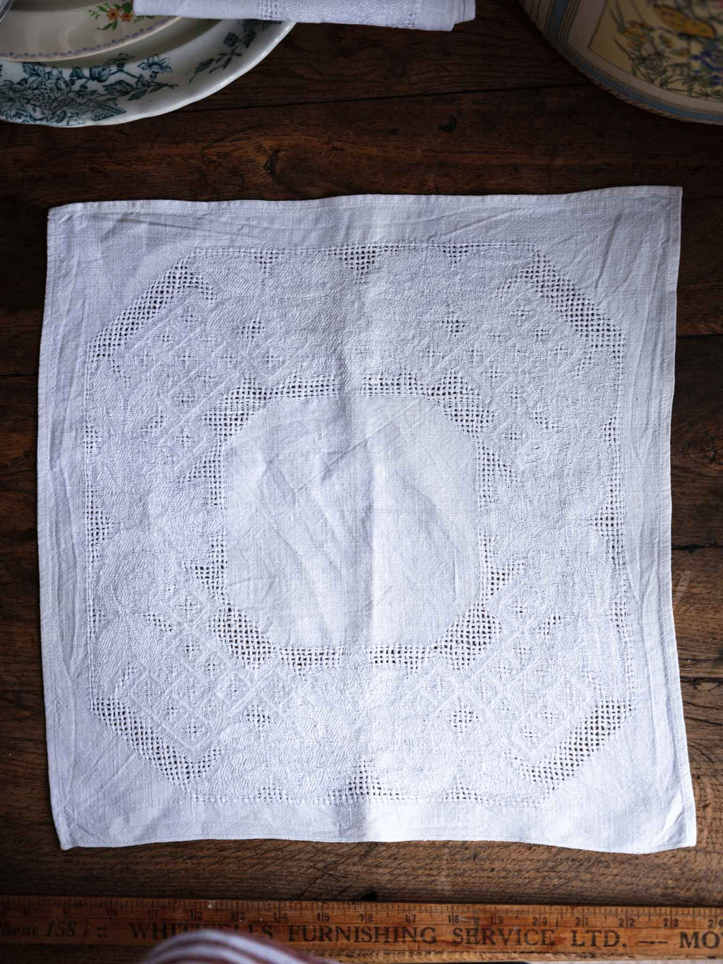 Pair of Beautiful Vintage Linen Damask Napkins