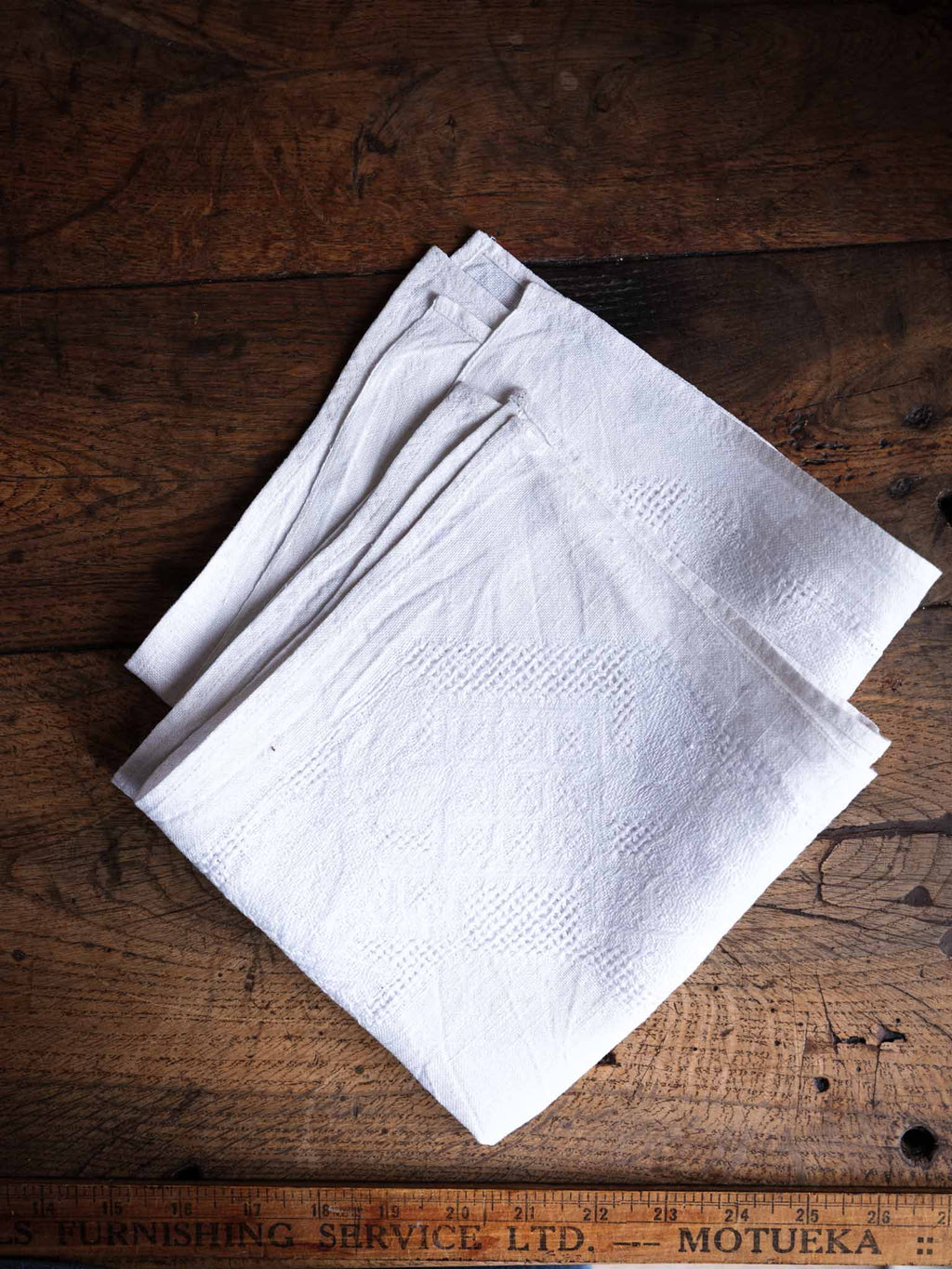 Pair of Beautiful Vintage Linen Damask Napkins