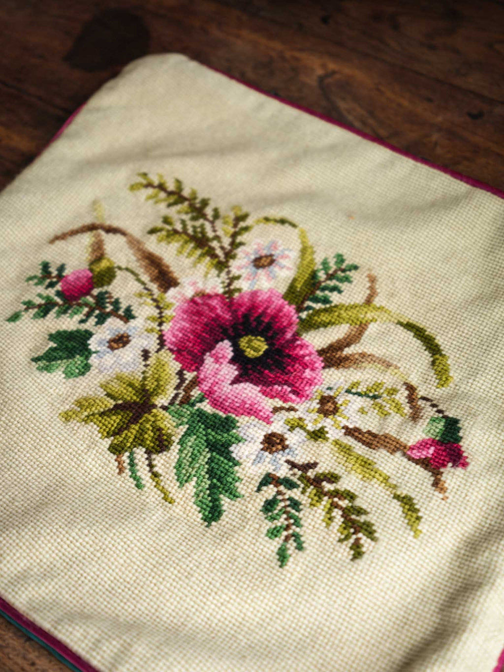 Floral Tapestry Cross Stitch Cushion Cover