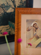 Vintage Framed Watercolour of a Seated Woman