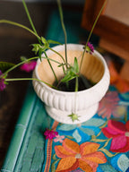 Vintage White Ceramic Footed Vase by Relpo (Japan)