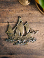 Vintage Brass Pipe Rack – Nautical Galleon Design (1490 Ship)