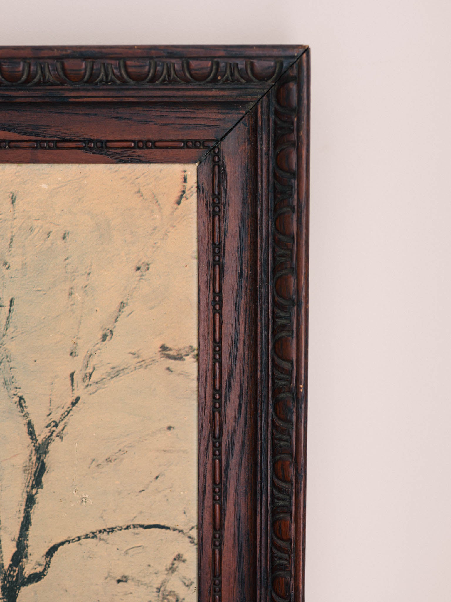 Vintage Print - 'French Winter Scene' in Ornate Wooden Frame (by Camille Pissaro)