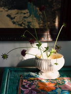 Vintage White Ceramic Footed Vase by Relpo (Japan)