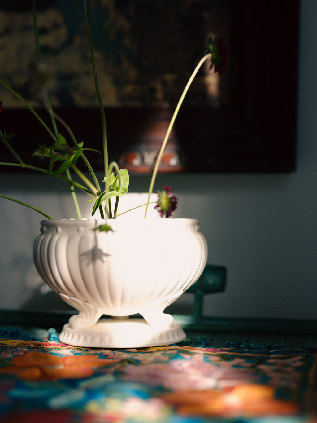 Vintage White Ceramic Footed Vase by Relpo (Japan)