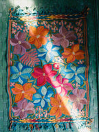 Vintage Mexican Embroidered Floral Textile - Wall Hanging or Table Mat