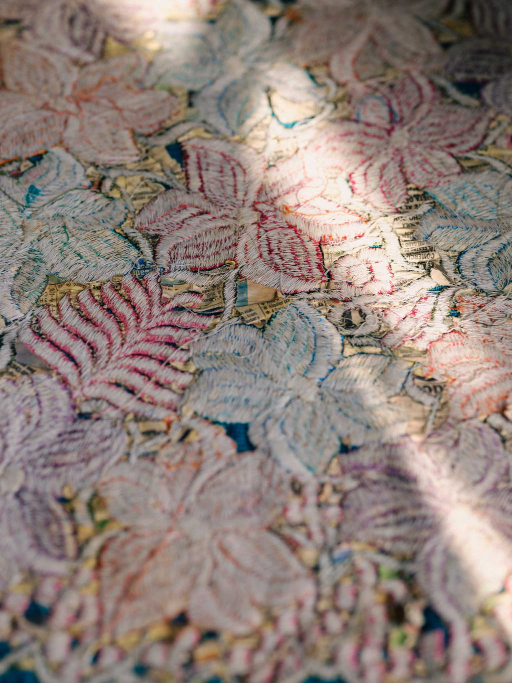 Vintage Mexican Embroidered Floral Textile - Wall Hanging or Table Mat