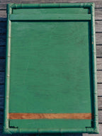 Vintage Woven Bamboo Serving Tray - Painted Green
