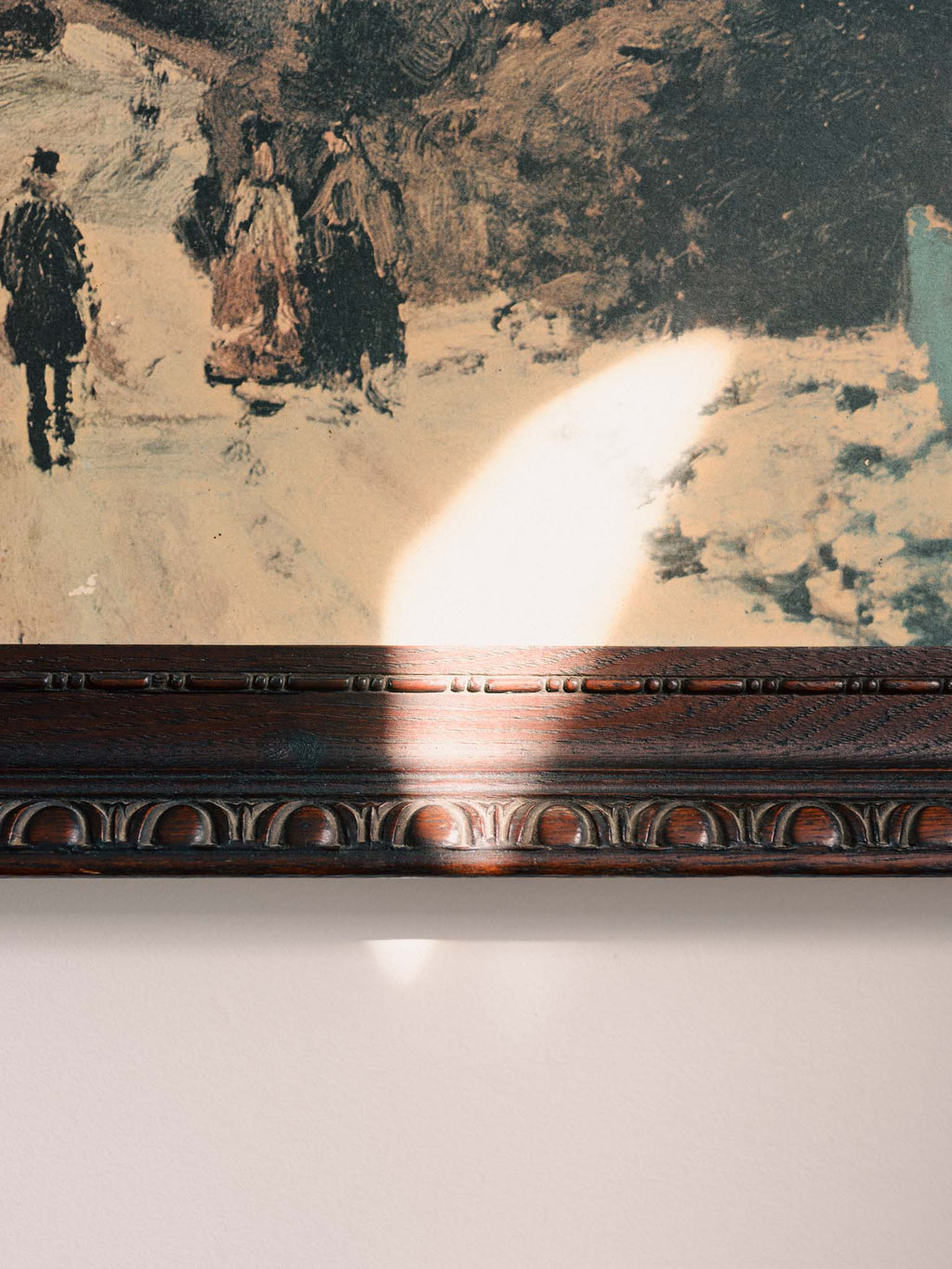 Vintage Print - 'French Winter Scene' in Ornate Wooden Frame (by Camille Pissaro)