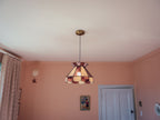 Large Vintage Pink Leadlight Glass Pendant Lightshade