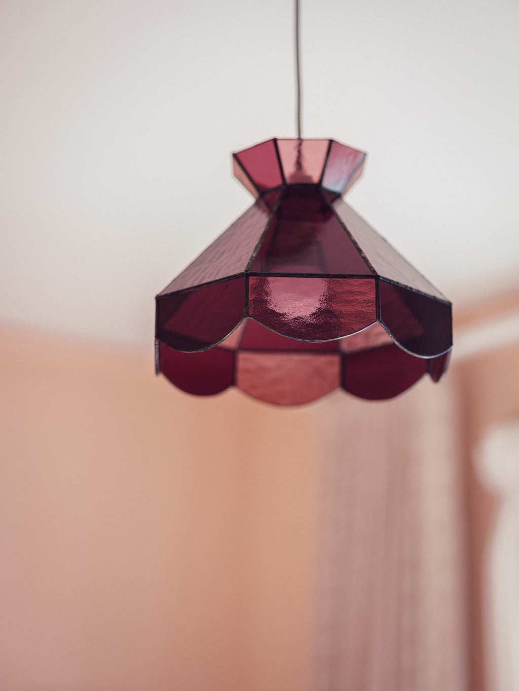 Vintage Pink Leadlight Glass Pendant Lightshade