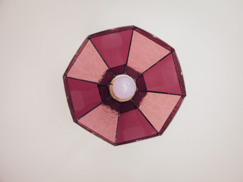 Vintage Pink Leadlight Glass Pendant Lightshade