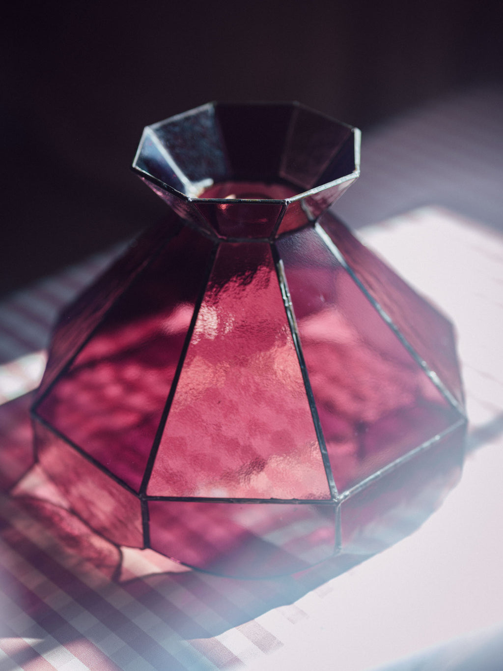 Vintage Pink Leadlight Glass Pendant Lightshade