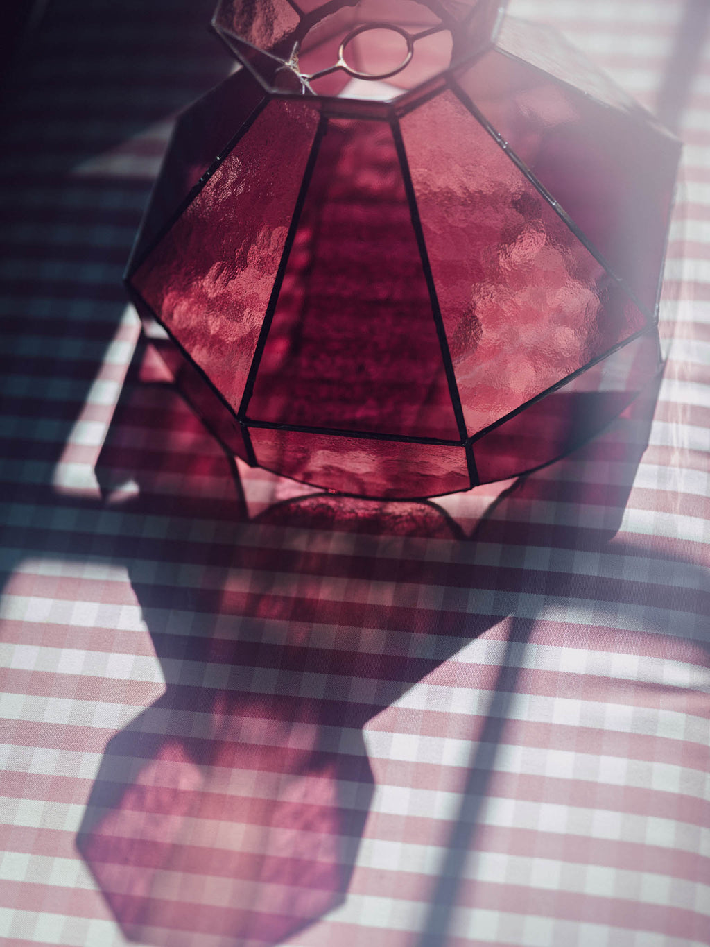 Vintage Pink Leadlight Glass Pendant Lightshade