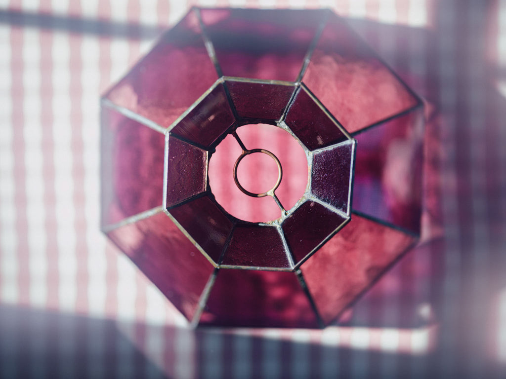 Vintage Pink Leadlight Glass Pendant Lightshade