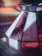 Large Vintage Pink Leadlight Glass Pendant Lightshade