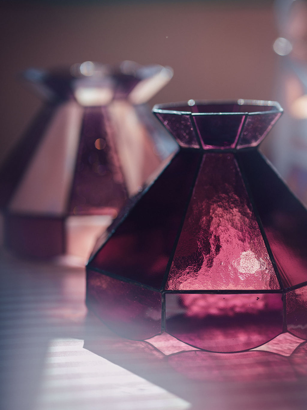 Vintage Pink Leadlight Glass Pendant Lightshade