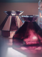 Large Vintage Pink Leadlight Glass Pendant Lightshade