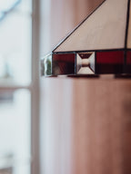 Art Deco - Three Leadlight Glass Pendant Lightshades with Matching Wall Sconce