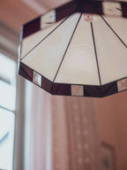 Art Deco - Three Leadlight Glass Pendant Lightshades with Matching Wall Sconce