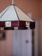 Art Deco - Three Leadlight Glass Pendant Lightshades with Matching Wall Sconce