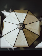 Art Deco - Three Leadlight Glass Pendant Lightshades with Matching Wall Sconce