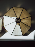 Art Deco - Three Leadlight Glass Pendant Lightshades with Matching Wall Sconce