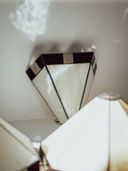 Art Deco - Three Leadlight Glass Pendant Lightshades with Matching Wall Sconce