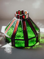 John Britten Vintage Red & Green Leadlight Glass Pendant Lightshade