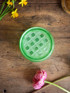 George Davidson Art Deco Green Cloud Glass Bowl w Grid