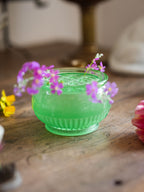 George Davidson Art Deco Green Cloud Glass Bowl w Grid