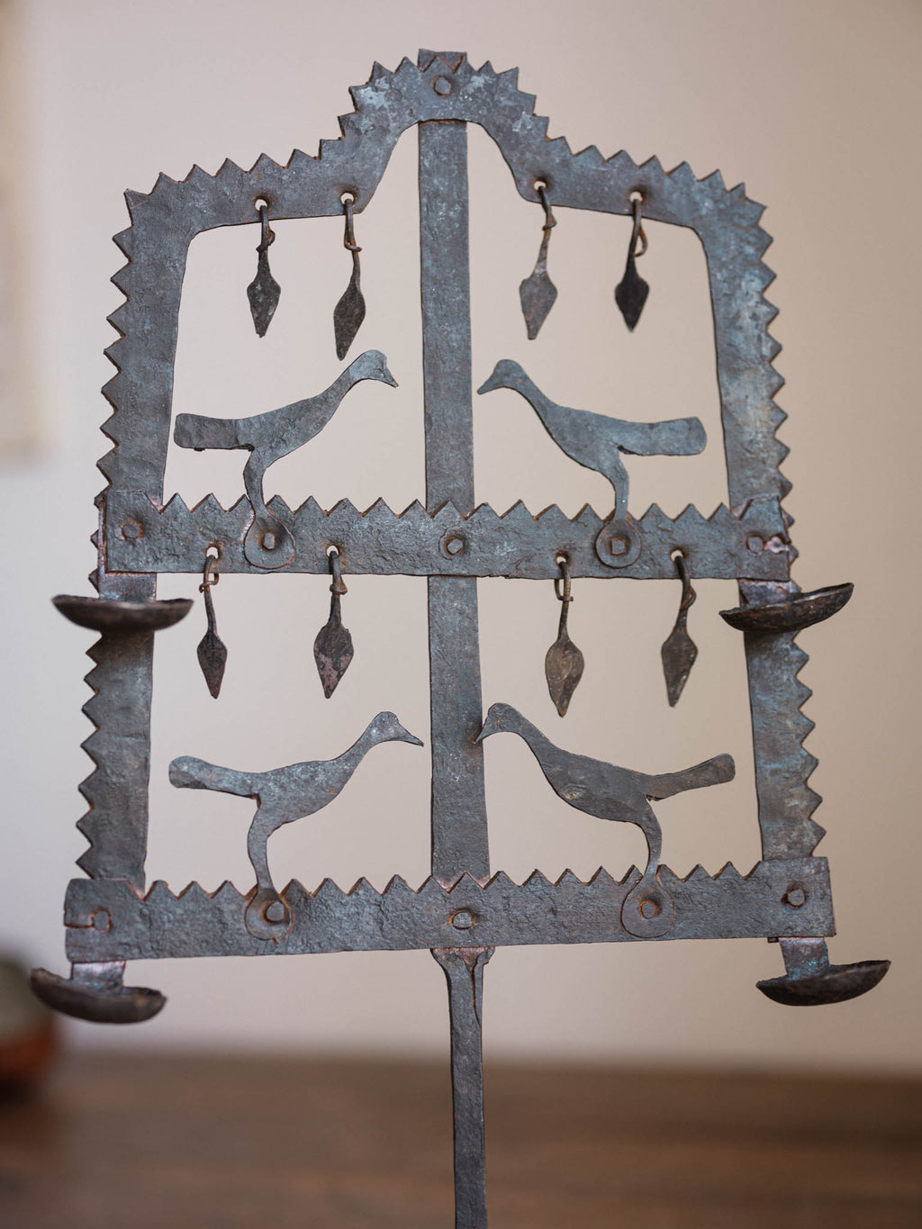 Handcrafted Iron Bird Candelabra