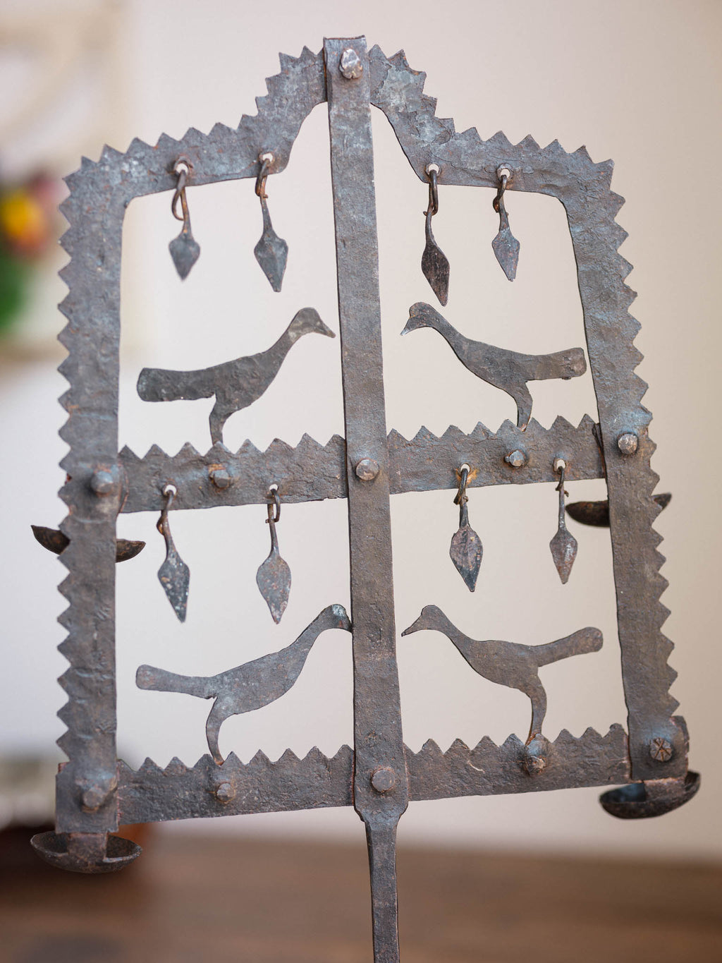 Handcrafted Iron Bird Candelabra