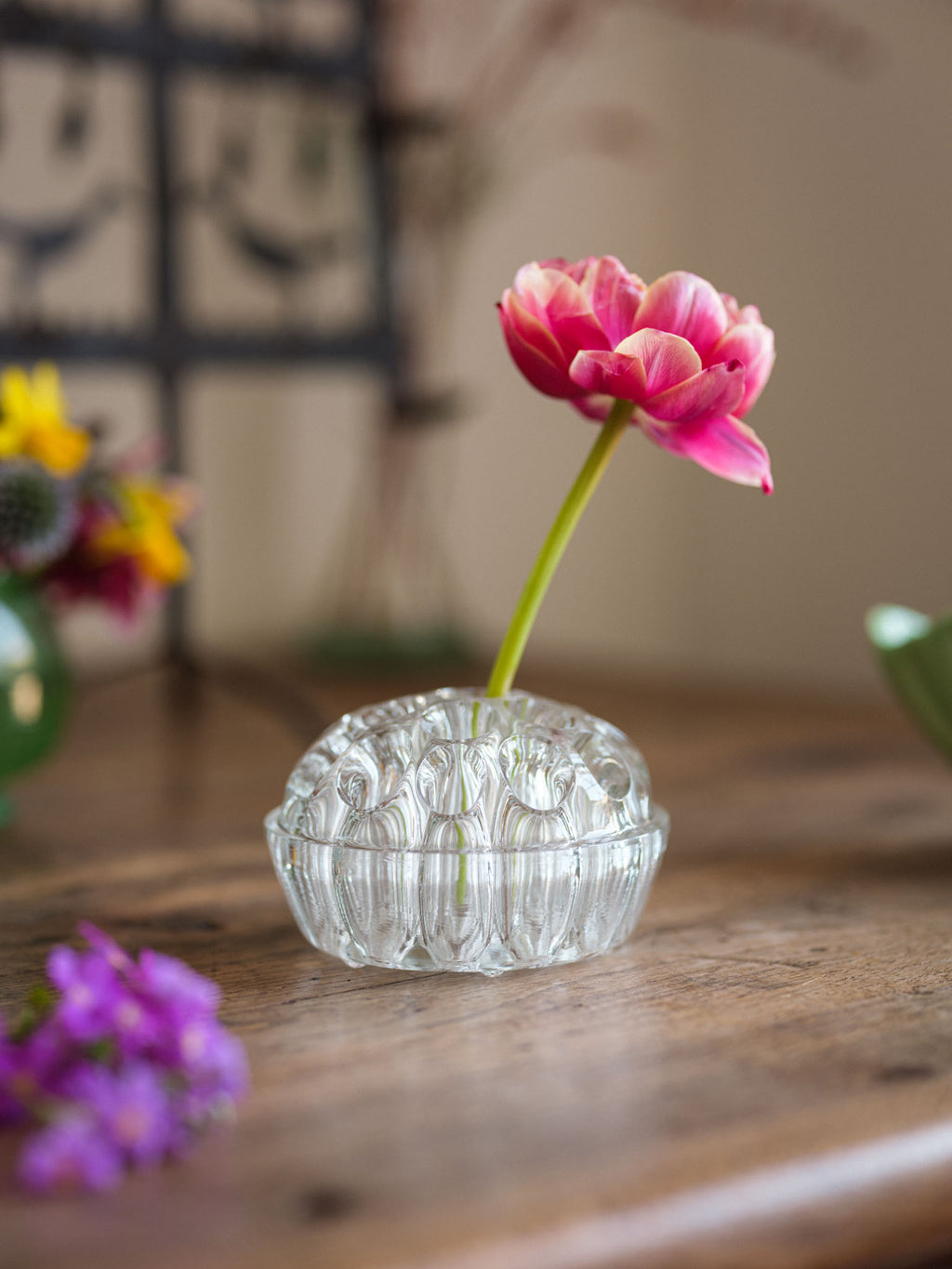 Large Glass Flower Frog - Vintage Glass Flower Holder NZ