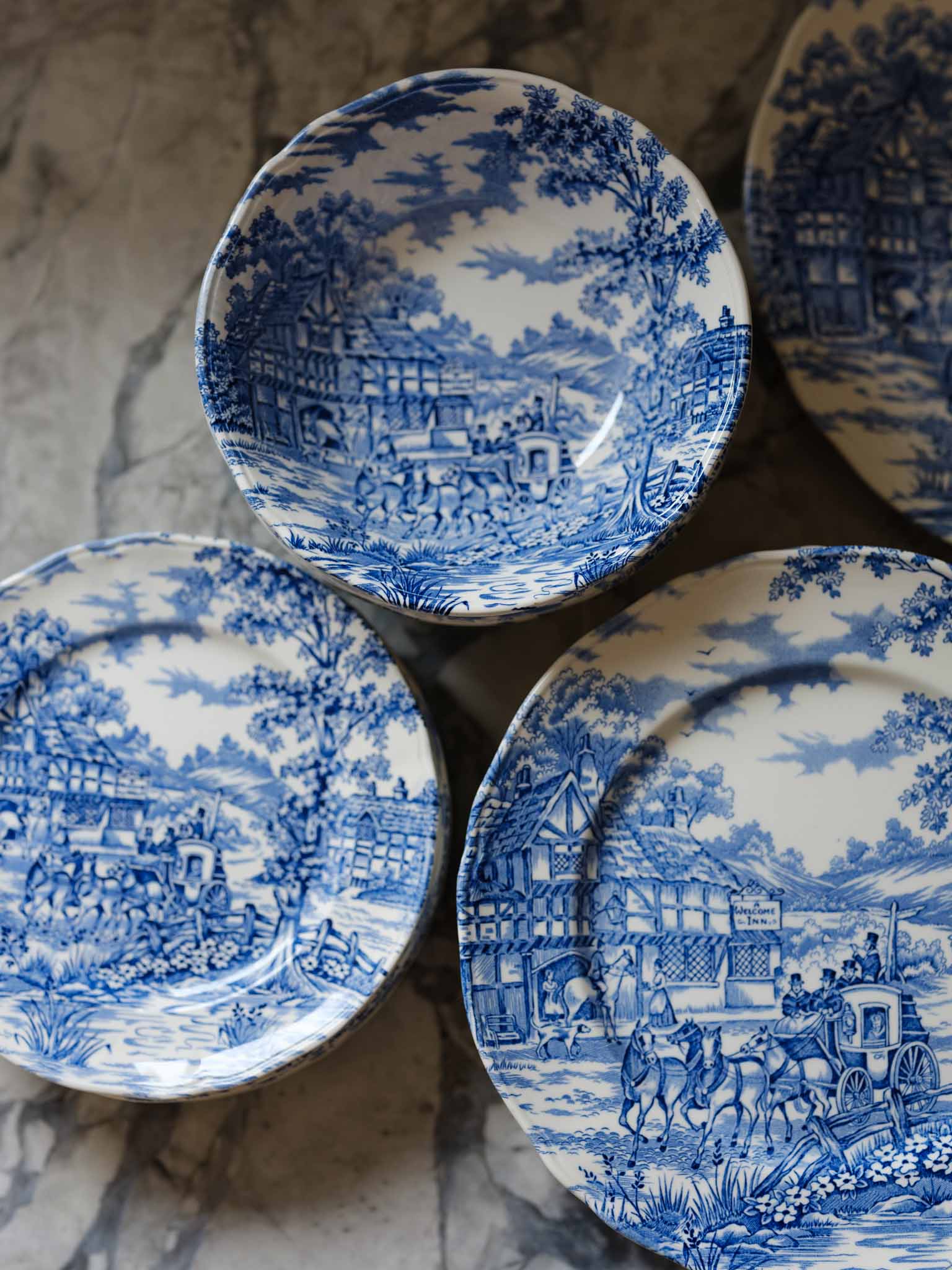 Alfred Meakin Coaching Days Blue & White Transferware – Vintage