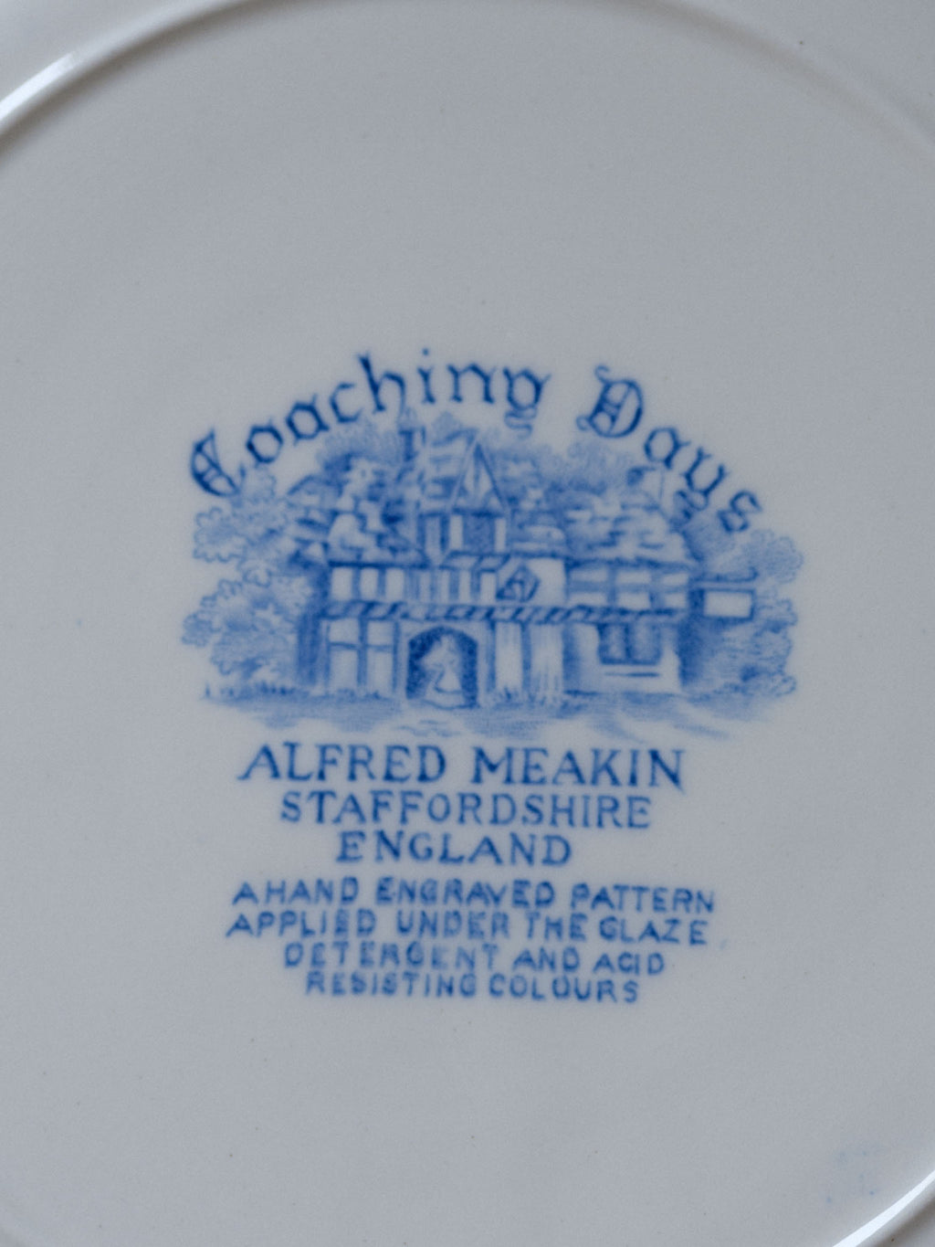 Alfred Meakin Coaching Days Blue & White Transferware – Vintage English Tableware Set