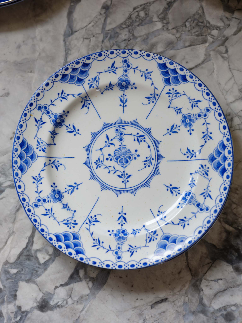 Wood & Sons Saxon Blue & White Plates - Rare Vintage Tableware Set of 5