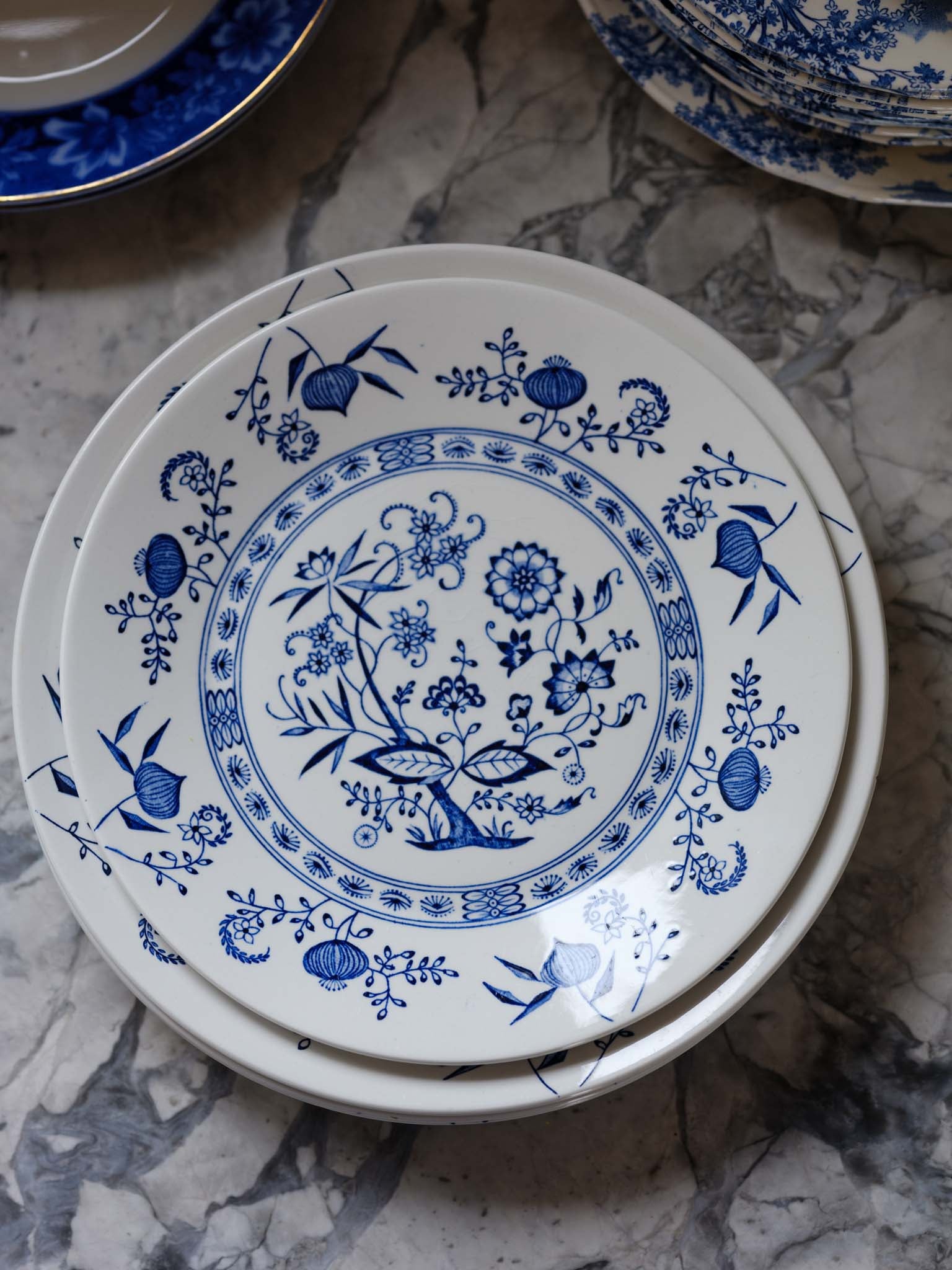 J & G Meakin Blue Nordic Plates – Vintage English Dinnerware Set of 5