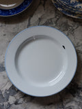 Vintage Enamel Dinner Plates with Light Blue Rim - Set of 4
