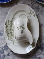 John Edwards Thistle Green Gray Platter & Gravy Boat – Vintage English Tableware