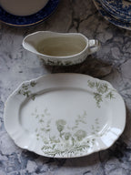John Edwards Thistle Green Gray Platter & Gravy Boat – Vintage English Tableware