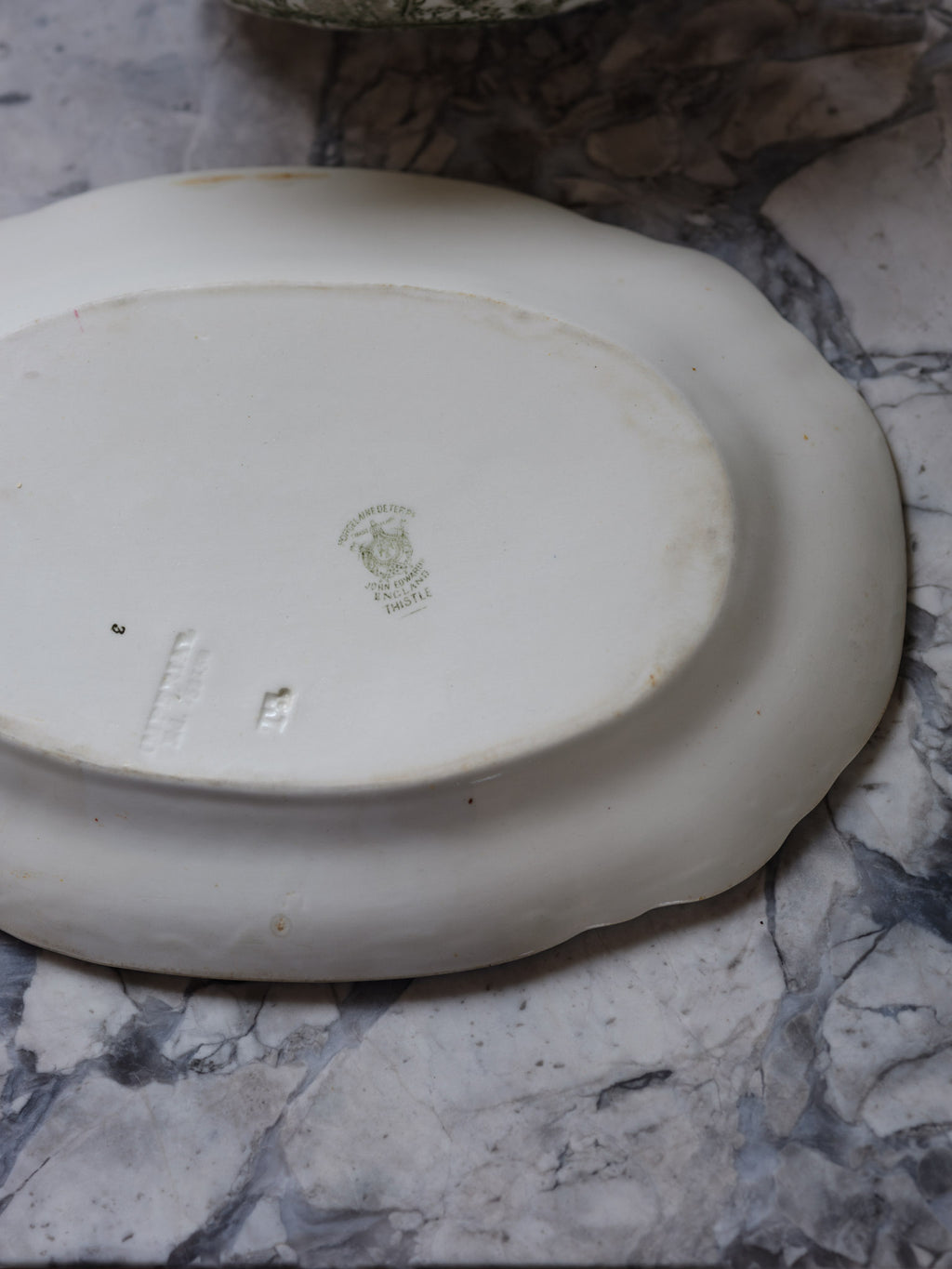 John Edwards Thistle Green Gray Platter & Gravy Boat – Vintage English Tableware