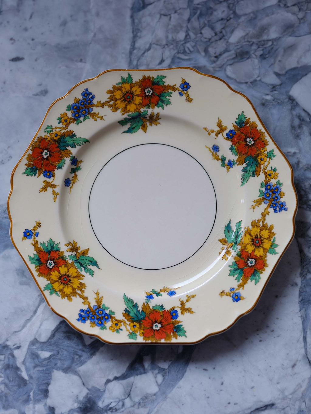 John Maddock Minerva Plate – Floral Sprays with Gilt Rim