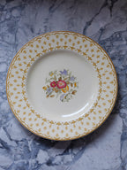 Wood & Sons The Marion Plates – Vintage English China with Floral Centre & Fleur de Lis (Set of 2)